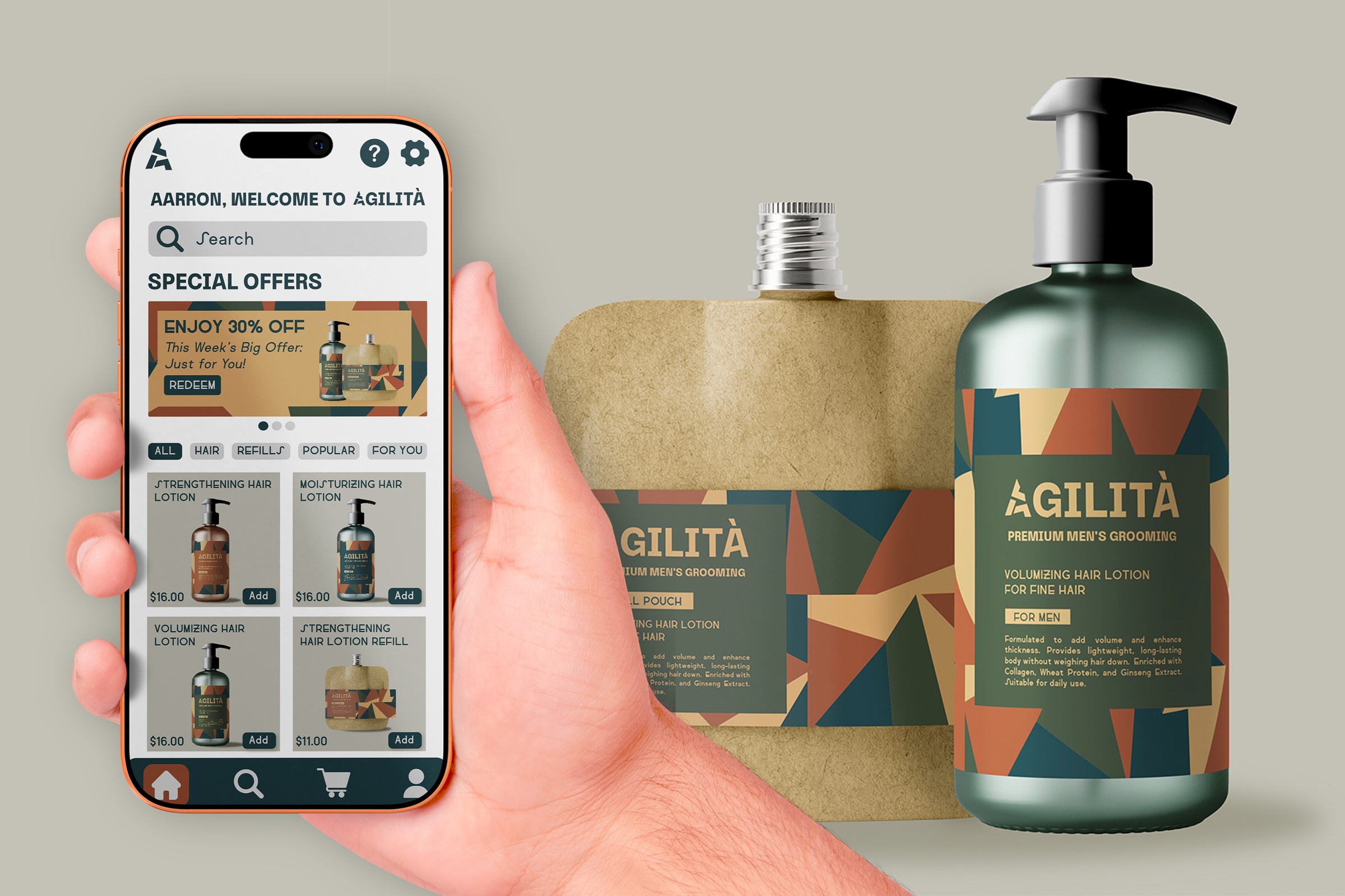 Bottle Labels & Refill Pouches (for various hair types)| Dimensions: N/A |Medium: Packaging Design | Date: August 2024